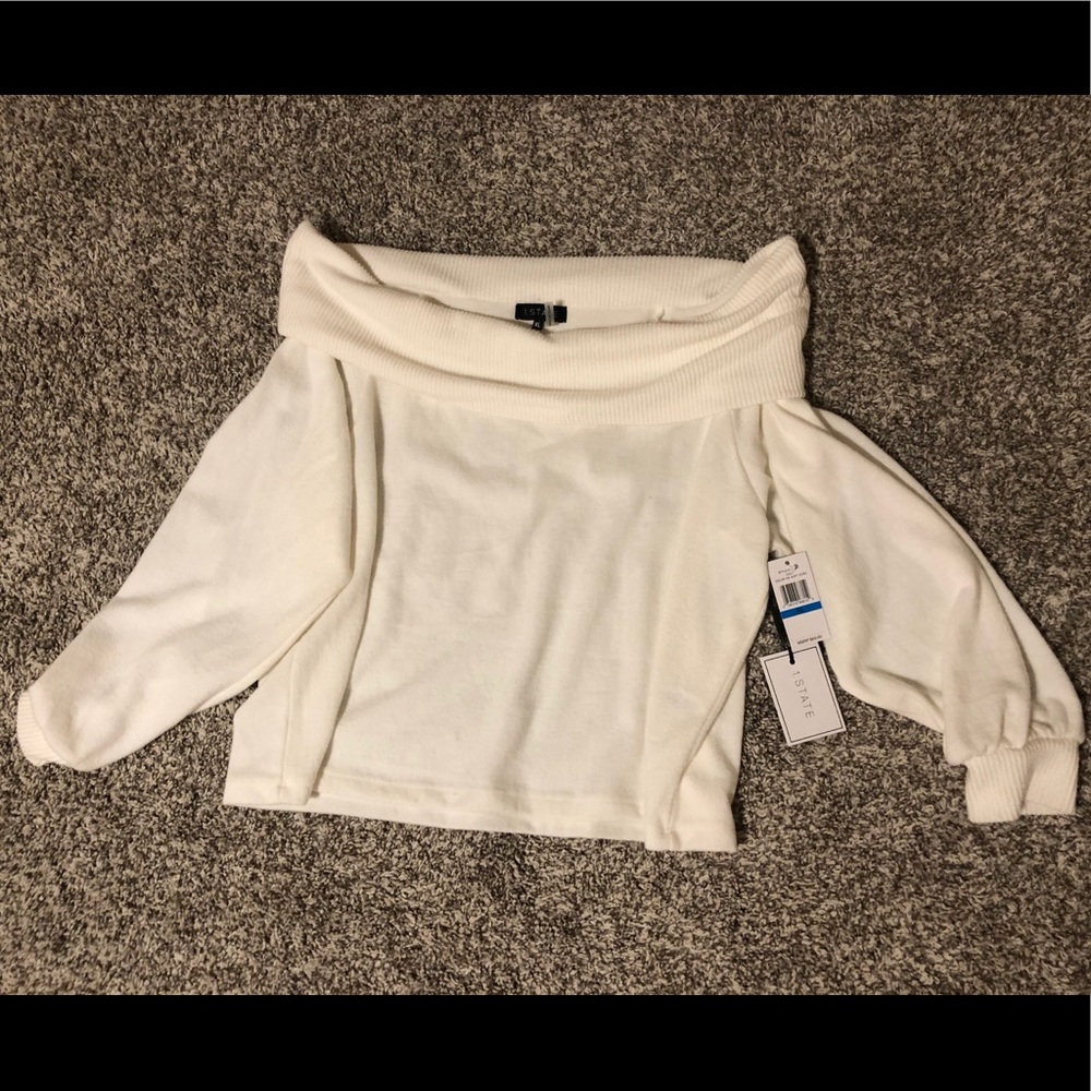 White off the shoulder sweater